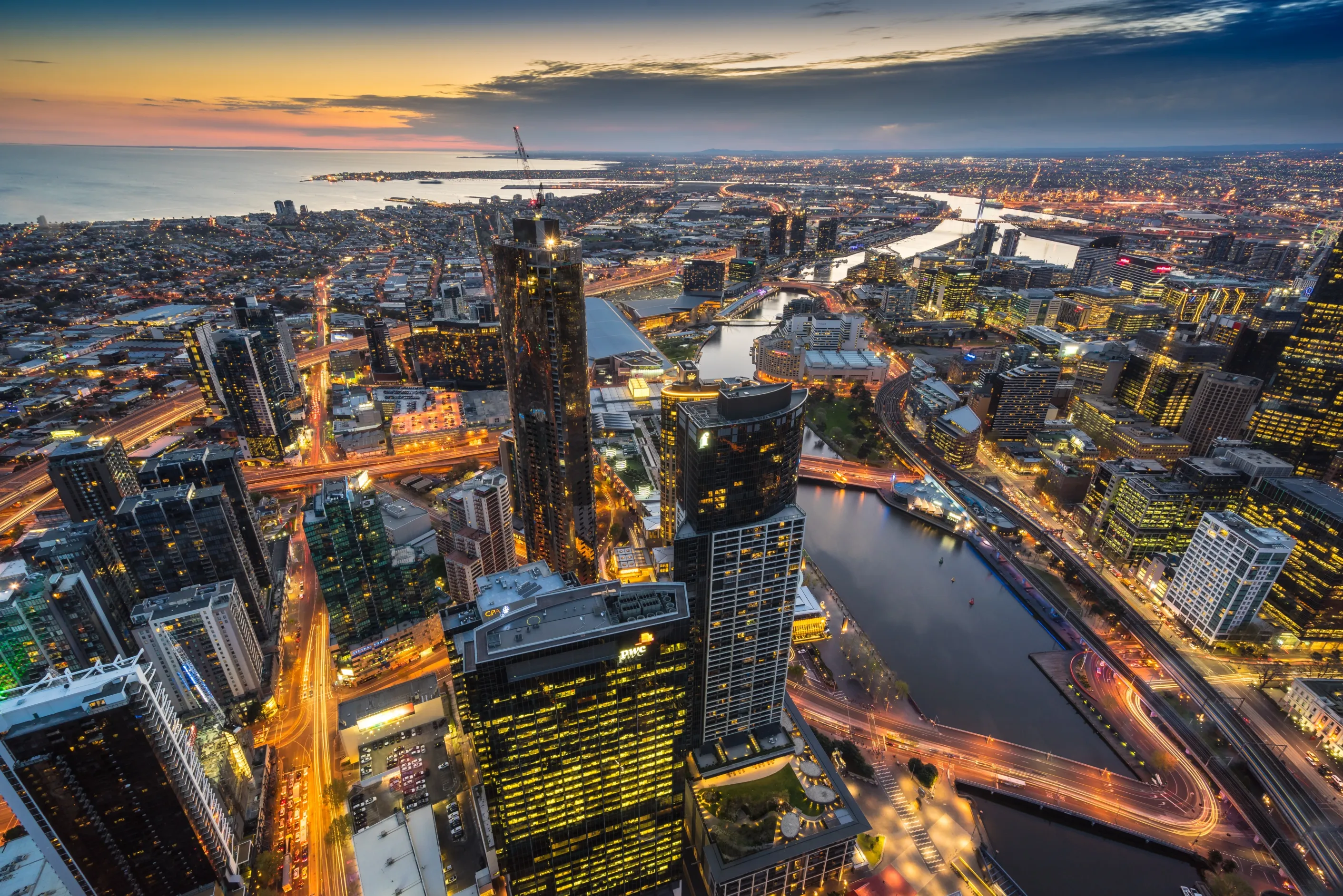 Melbourne CBD at dusk